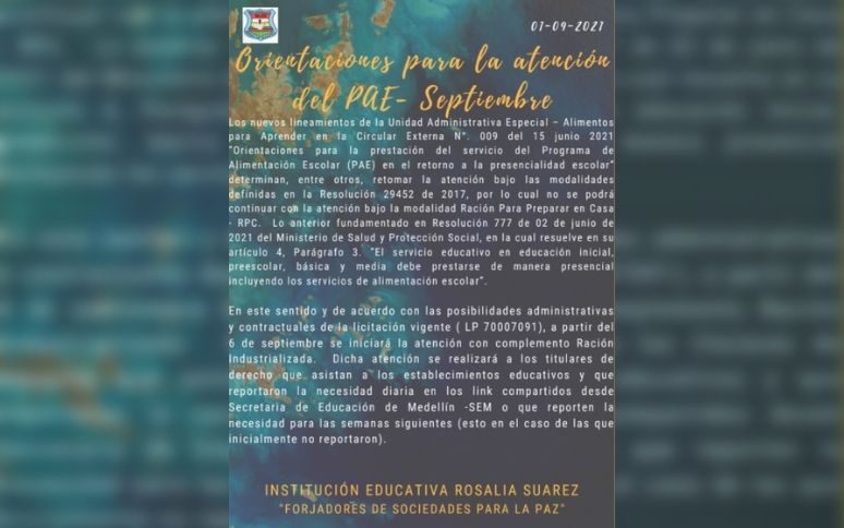 Orientaciones para la atención del PAE