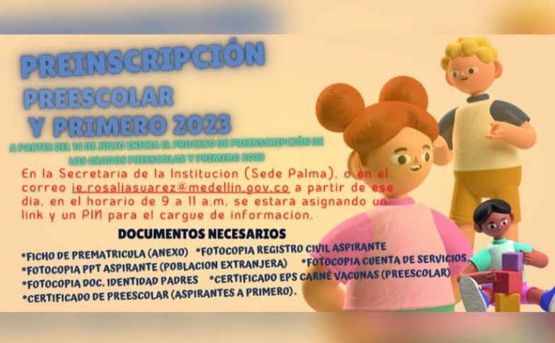 Preinscripción preescolar y primero 2023